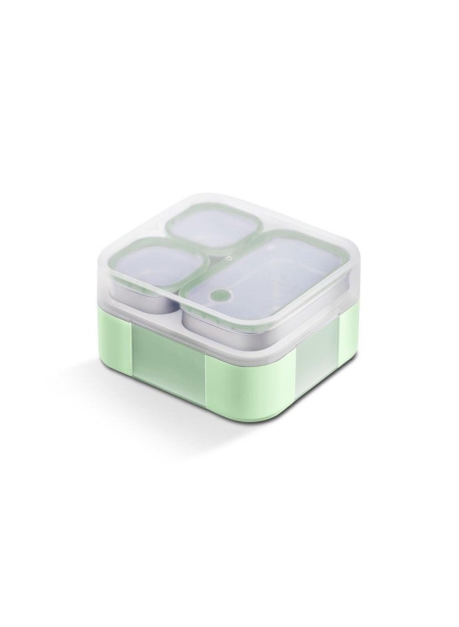 VAYA TYDBYT Lunchbox, Stainless Steel Bento Lunch Box with 3 Compartments - Ideal for Kids, Office, and School Use, Color - Winter Mint - Image 5